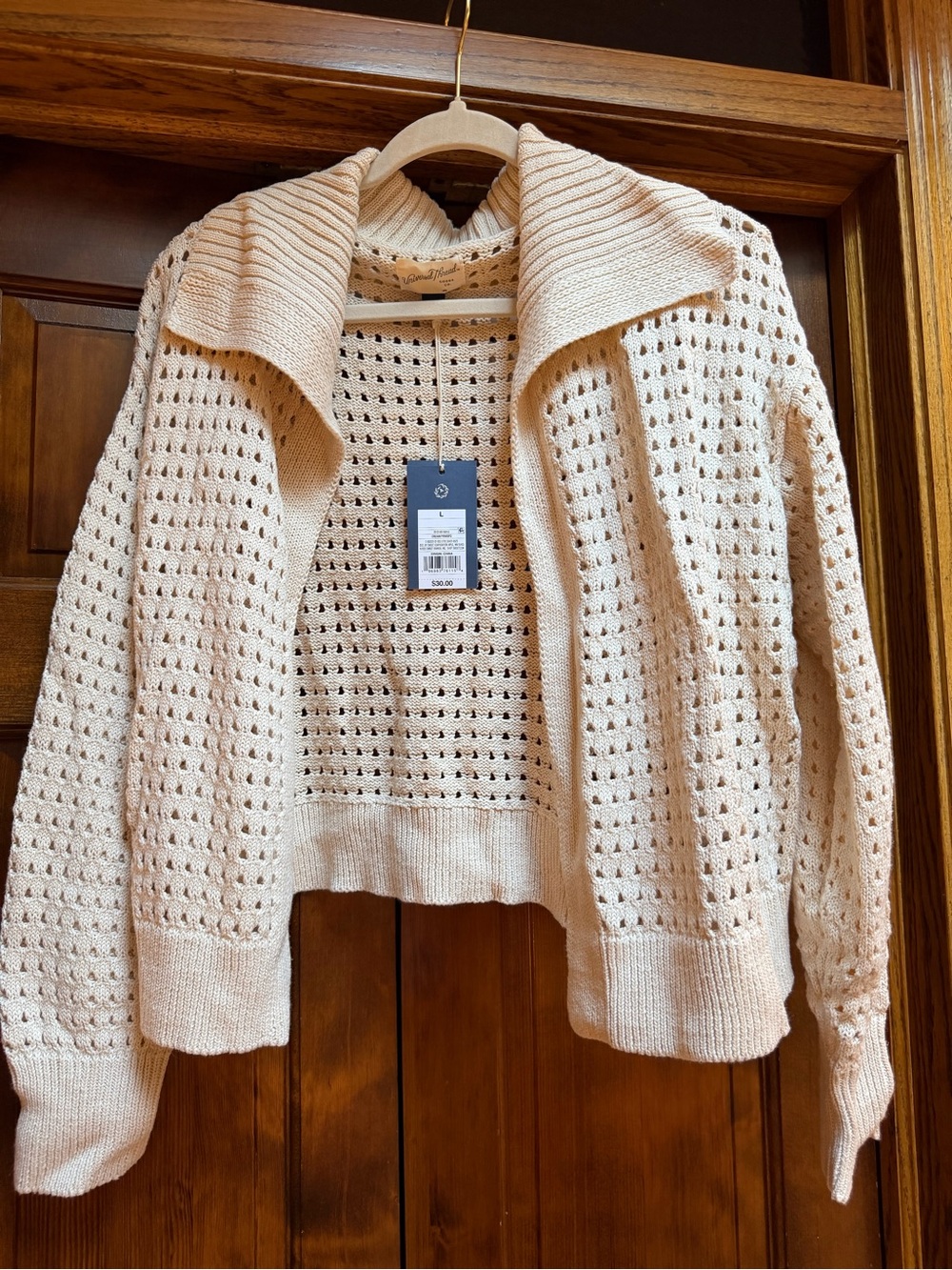 Universal Thread Open-Knit Shawl Collar Cardigan - Cream, Size Large